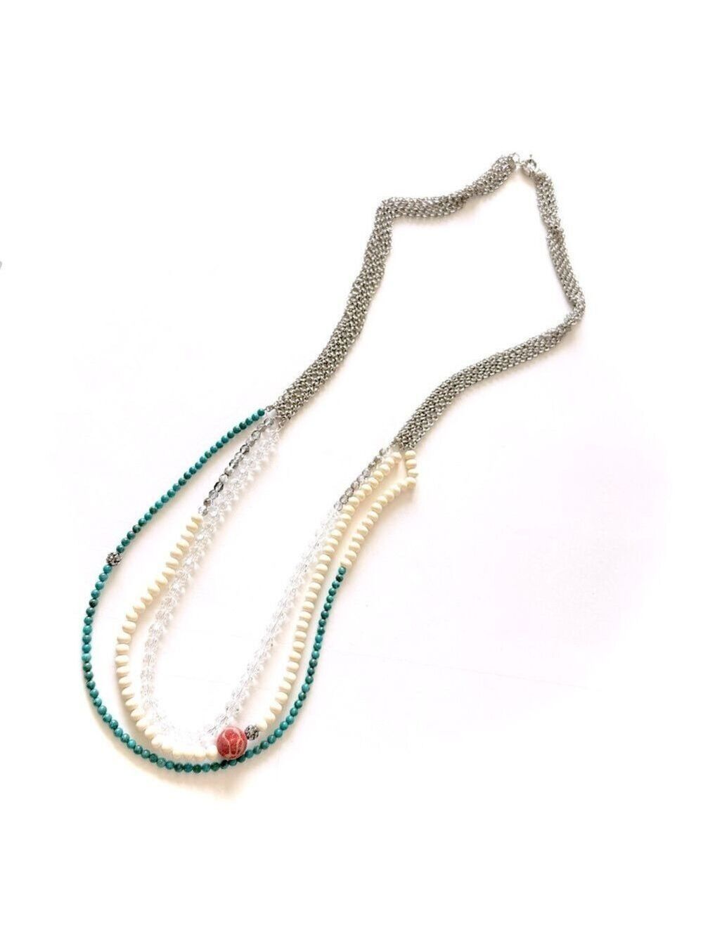 Lee Angel for Neiman Marcus | Chic Turquoise & Coral Opera-Length Necklace | NWT